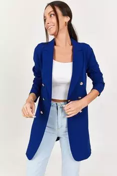 Женская длинная куртка Saks на пуговицах armonika, темно-синий