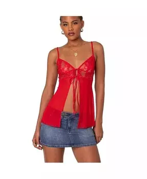 Женская длинная майка из прозрачного кружева Mimosa Edikted, красный