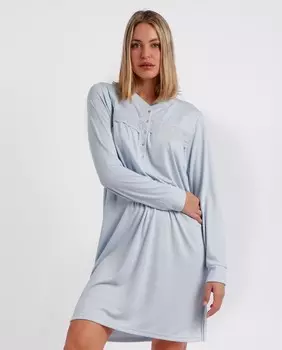 Женская длинная ночная рубашка с длинным рукавом и пуговицами Admas, светло-серый