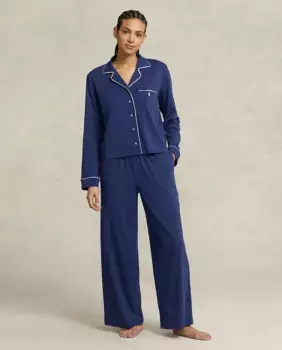 Женская длинная открытая пижама Polo Ralph Lauren, синий