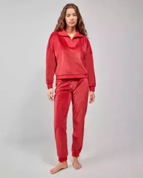 Женская длинная пижама из бархатной ткани Gisela, красный