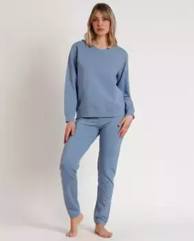 Женская длинная пижама из плюша синего цвета Admas