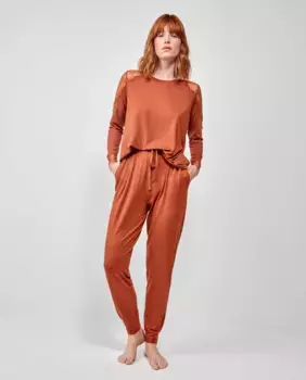 Женская длинная пижама из вискозного трикотажа Gisela, оранжевый