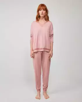 Женская длинная пижама из вискозного трикотажа Gisela, цвет Rosa