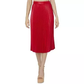 Женская длинная плиссированная юбка Rayla из веганской кожи MILLY, красный