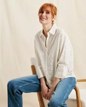 Женская длинная рубашка с высеченными деталями Jdy, белый