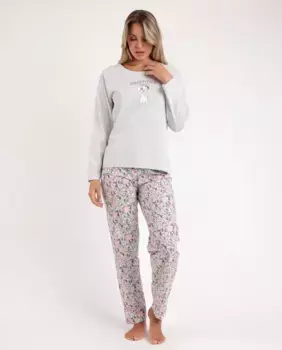 Женская длинная серая трикотажная пижама Disney, серый