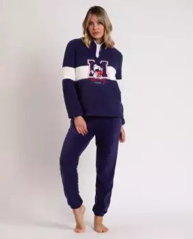 Женская длинная синяя вязаная пижама Disney