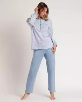 Женская длинная синяя вязаная теплая пижама Admas