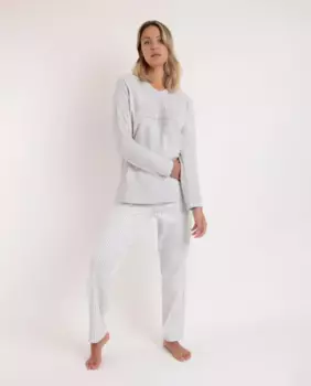 Женская длинная светло-серая вязаная пижама Admas, синий
