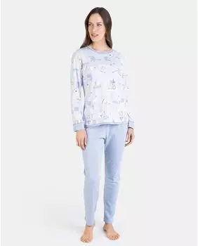 Женская длинная трикотажная пижама с принтом Massana, синий