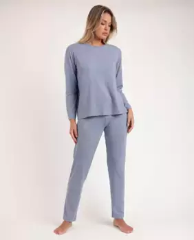 Женская длинная трикотажная пижама синего цвета Admas, синий