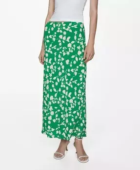 Женская длинная юбка с принтом MANGO, зеленый
