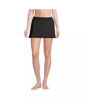 Женская длинная, устойчивая к хлору юбка для плавания с контролем живота, плавки для плавания Lands' End, черный