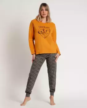 Женская длинная желтая вязаная пижама Disney