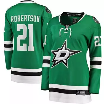 Женская домашняя футболка Fanatics с логотипом Jason Robertson Kelly Green Dallas Stars 2017/18 Fanatics
