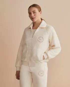 Женская домашняя толстовка из овчины Emporio Armani, крем