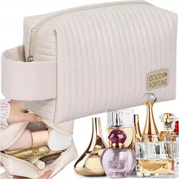 Женская дорожная косметичка, большой чехол-органайзер, элегантная эко-кожа Edibazzar, цвет бежевый