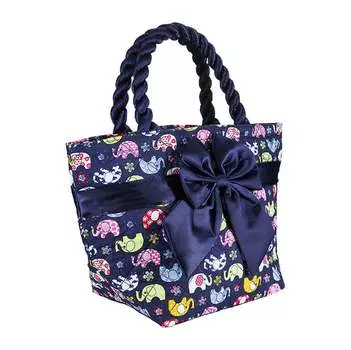 Женская дорожная косметичка NINA, средний размер, темно-синий с разноцветными слониками, O!Glamour, темно-синий