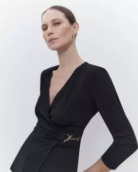 Женская драпированная футболка в стиле фэнтези El Corte Ingls, черный