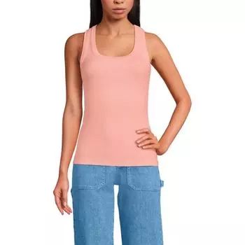 Женская драпированная ребристая майка-топ Lands' End, цвет sunset coral pink