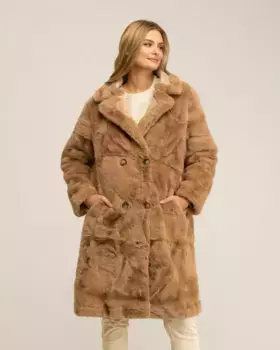 Женская двубортная двубортная двусторонняя шуба из искусственного меха Tantra, коричневый