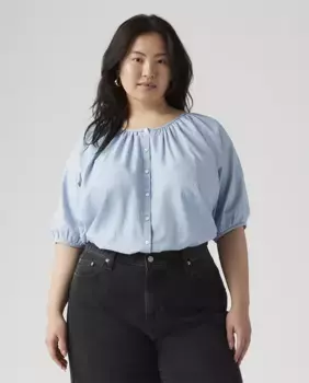 Женская джинсовая блузка с коротким рукавом Levi's Plus, синий