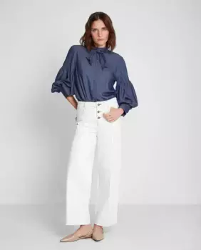 Женская джинсовая блузка с рукавами-буфами Trucco, синий