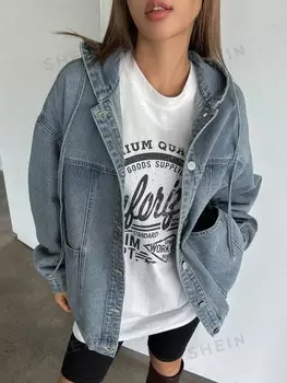 Женская джинсовая куртка Dazy Star с капюшоном на шнурке Dazy, синий