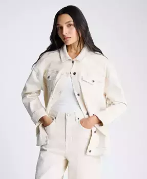 Женская джинсовая куртка-косуха оверсайз Kenneth Cole, белый