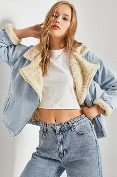 Женская джинсовая куртка на меховой подкладке SHADE