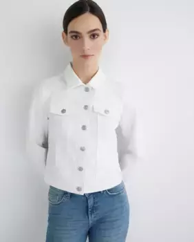 Женская джинсовая куртка на пуговицах Pieces, белый
