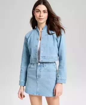 Женская джинсовая куртка с цветочной вышивкой And Now This, синий