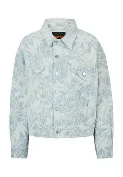 Женская джинсовая куртка с цветочным принтом и нагрудными карманами Hugo Boss, цвет Medium Blue