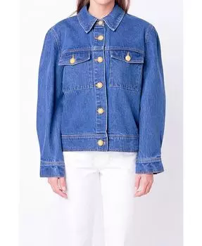 Женская джинсовая куртка с латунными пуговицами English Factory, синий