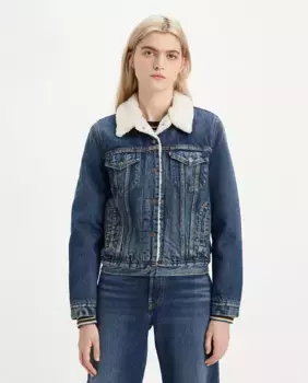 Женская джинсовая куртка с подкладкой из овчины Levi's, темно-синий