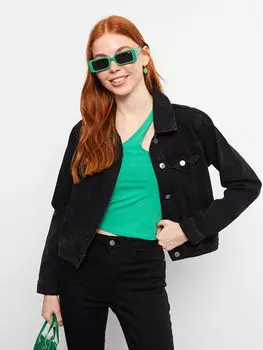 Женская джинсовая куртка с прямым воротником и длинными рукавами LCW Jeans