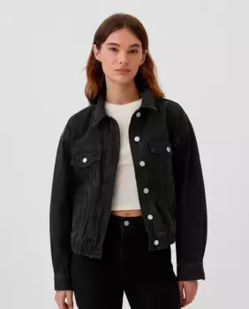 Женская джинсовая куртка с пуговицами спереди Gap, черный