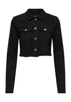 Женская джинсовая куртка с воротником Fly Away и бахромой ONLY, цвет Black Deni