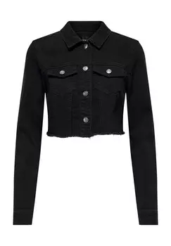 Женская джинсовая куртка с воротником Fly Away и бахромой ONLY, цвет 179674 Black Deni