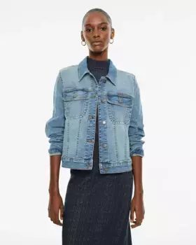 Женская джинсовая куртка с воротником-стойкой и металлическими пуговицами System Action, индиго