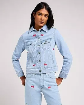 Женская джинсовая куртка с вышивкой вишни Lee, светло-синий
