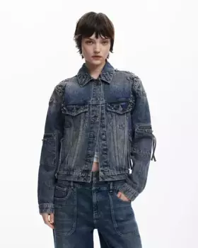 Женская джинсовая куртка с заклепками Desigual, синий