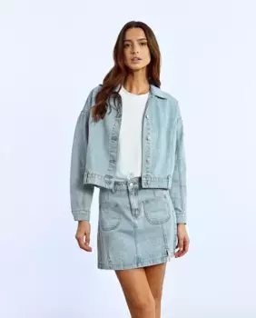 Женская джинсовая куртка со стразами Lili Sidonio, голубой