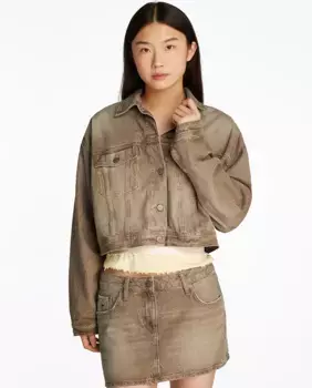 Женская джинсовая куртка укороченного кроя Tommy Jeans, светло-коричневый