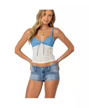 Женская джинсовая майка с люверсами Edikted, мультиколор