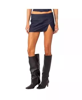 Женская джинсовая мини-юбка Jemma с разрезом по бокам Edikted, синий