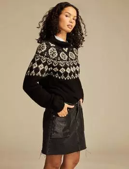 Женская джинсовая мини-юбка Lucky Brand с металлическим оттенком, черный