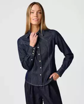 Женская джинсовая рубашка черного цвета Wrangler, тёмно-синий