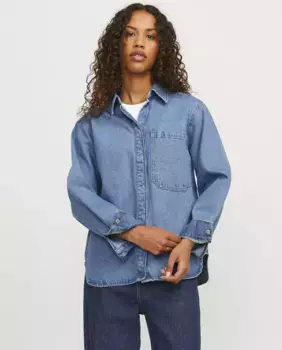 Женская джинсовая рубашка оверсайз Jack & Jones, светло-голубой